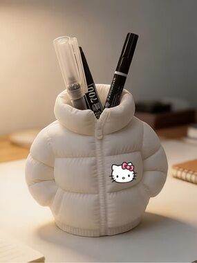 Sanrio Hello Kitty White and Pink Puffy Jacket Pen Cup